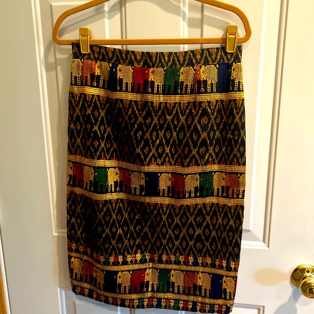 Indian Skirt Boho Fun Unique Ethnic Nivara Women’s lined elephant pattern pencil
